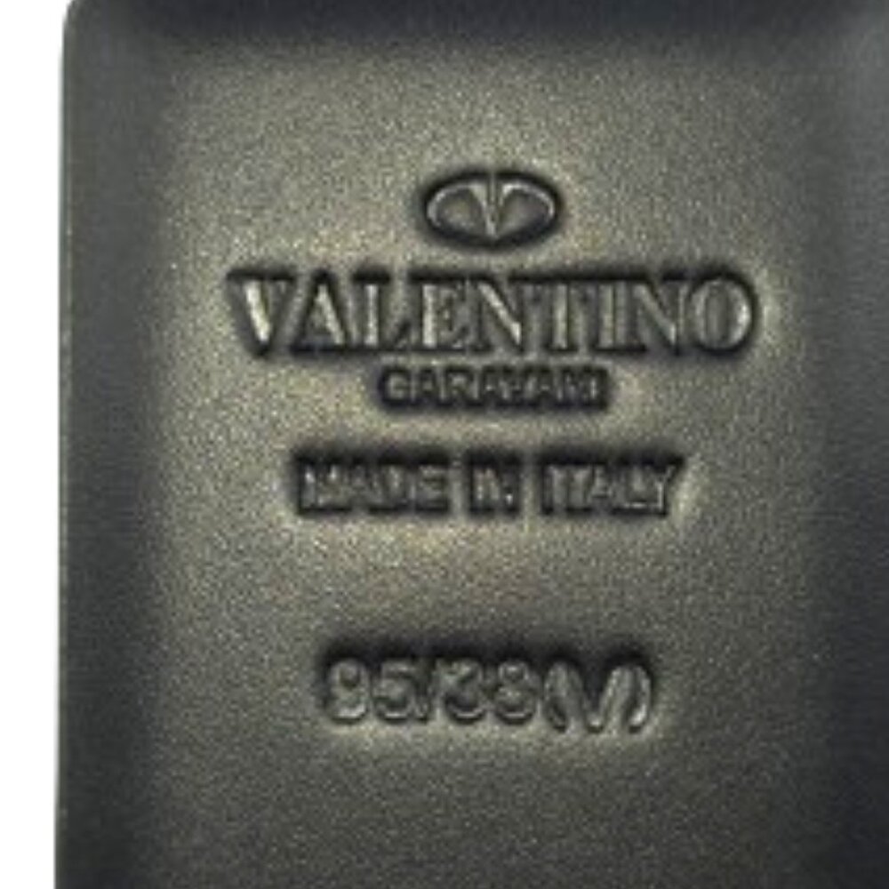 Valentino Garavani VLogo Reversible Leather Belt 40mm Tan/Black Gold Buckle - Picture 5 of 6